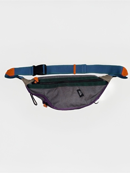 Flower Mountain Handbags - Flower Mountain color-blocked grey ripstop sling bag with a buckled strap